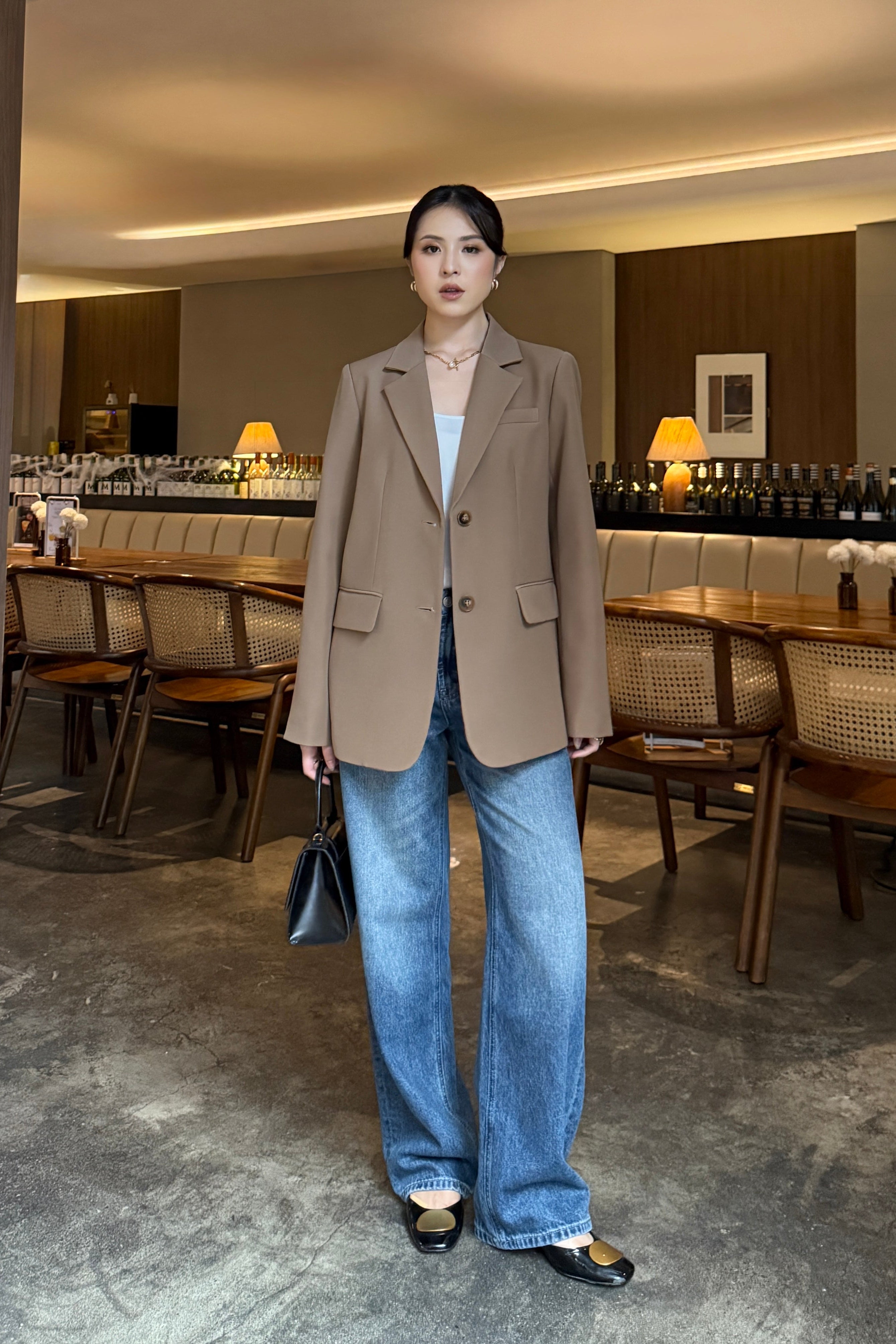 Marc Blazer - Outer Basic Elegant Wanita Bahan Poly Blend Semi Wool