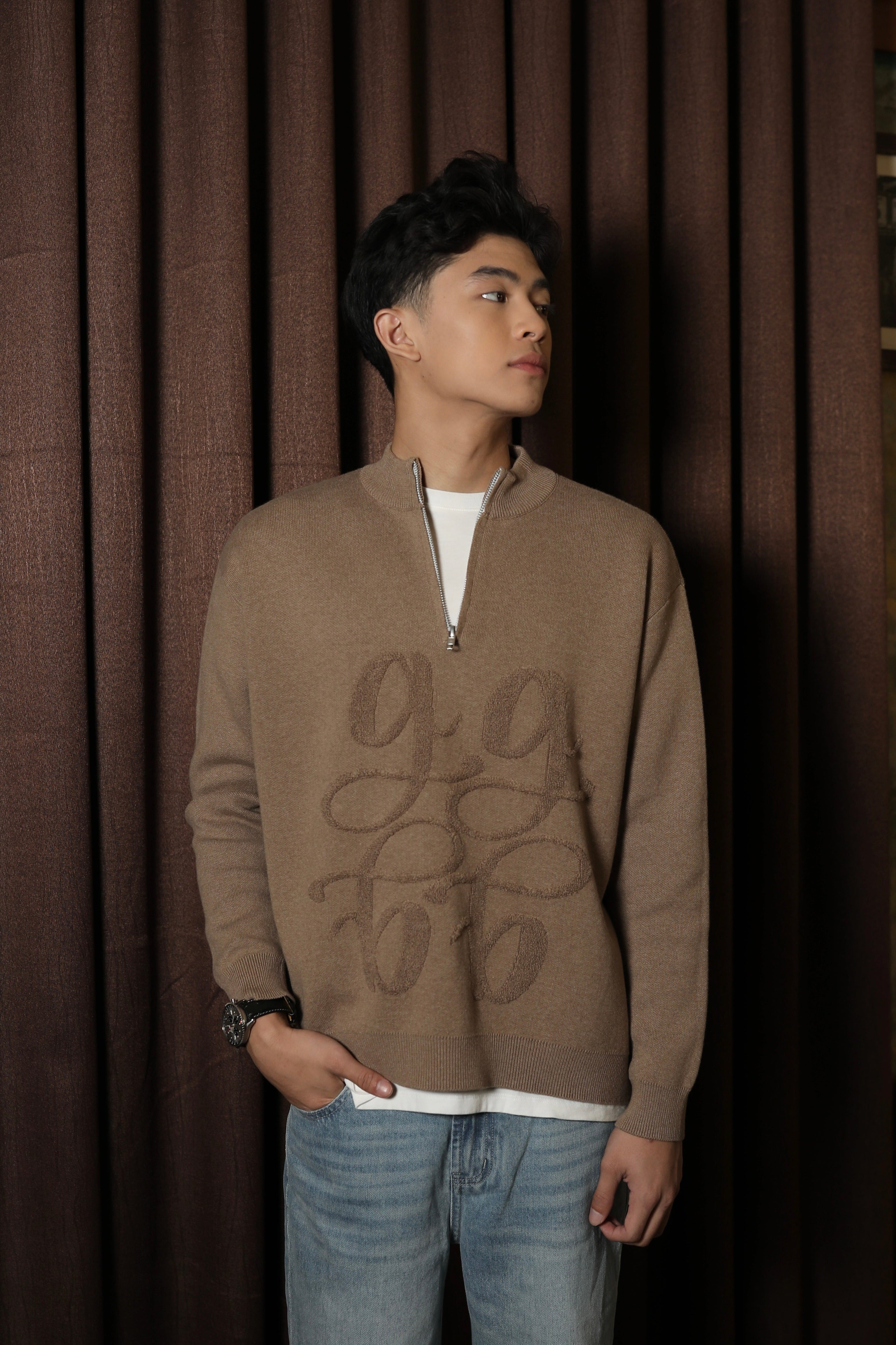 GONEGANI MAN - GG Half Zipper Sweater
