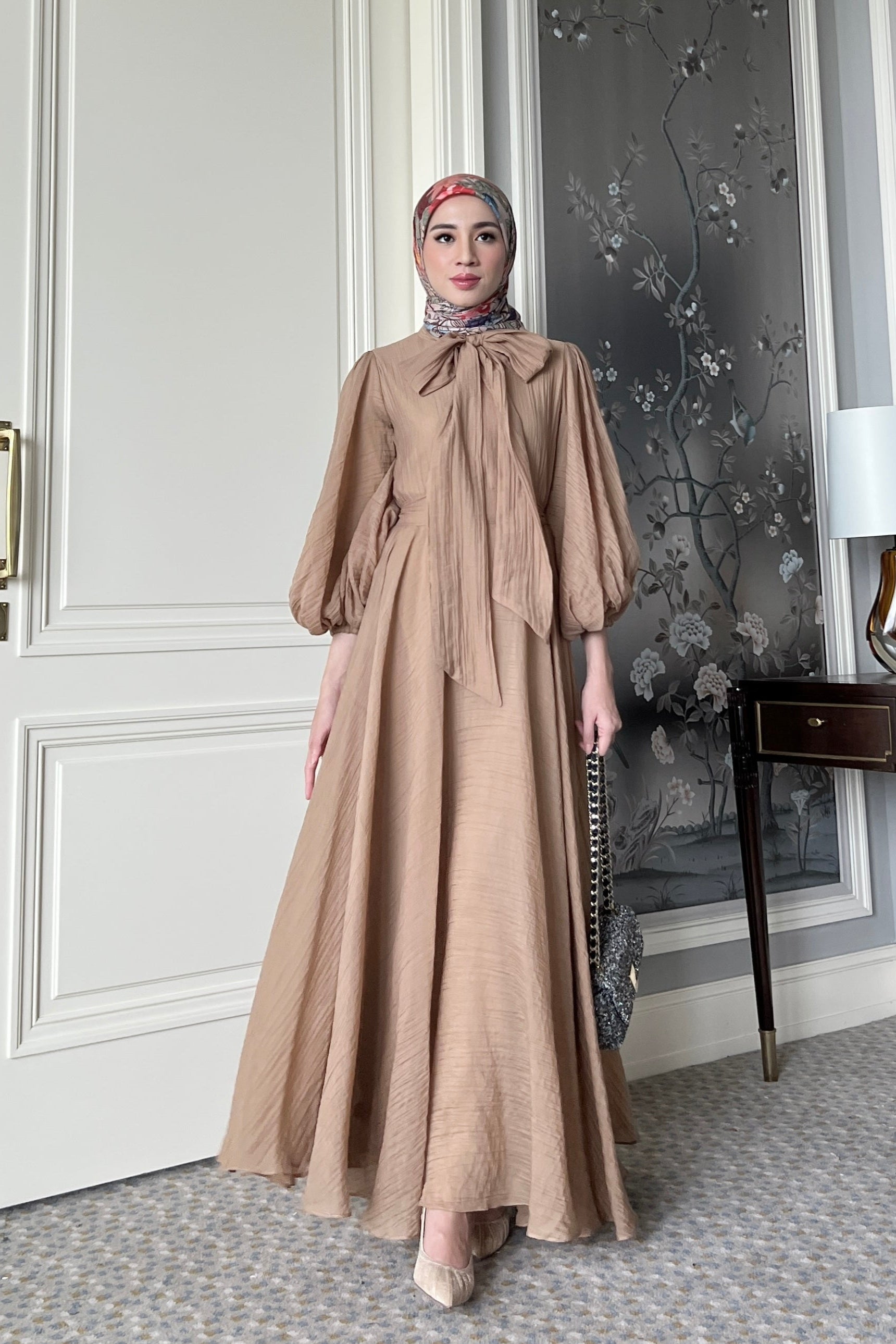 Aesa Dress - Mocca - Dress Flowly Aksen Pita