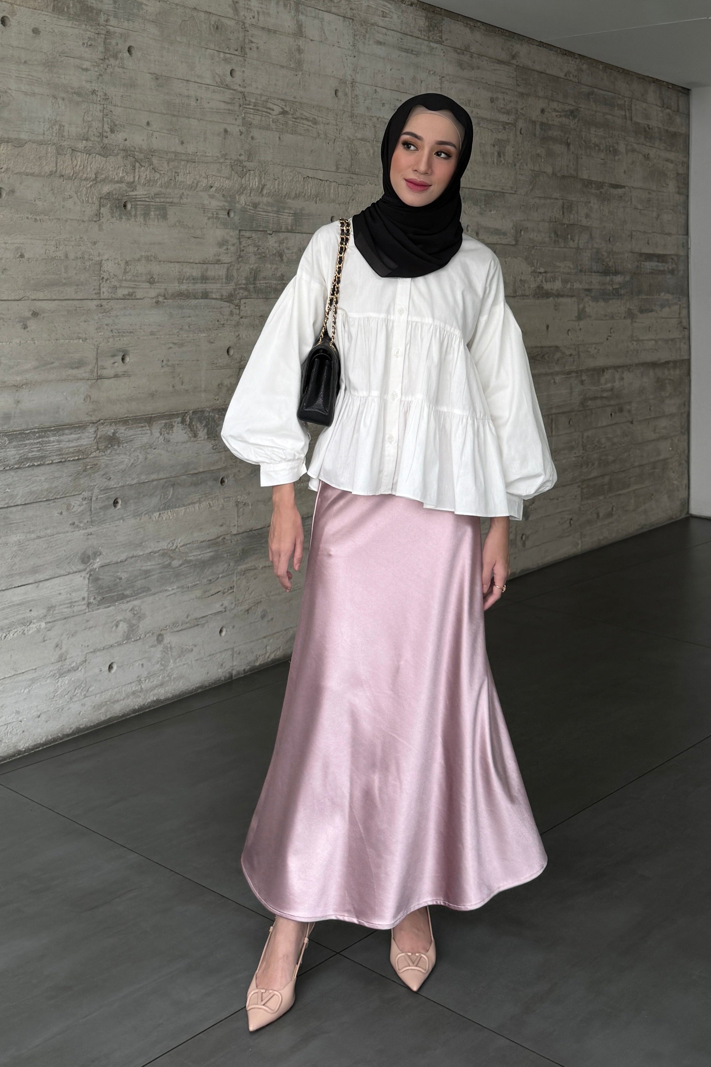 Vaia Skirt - Mauve - Rok Wanita Panjang Shimmer