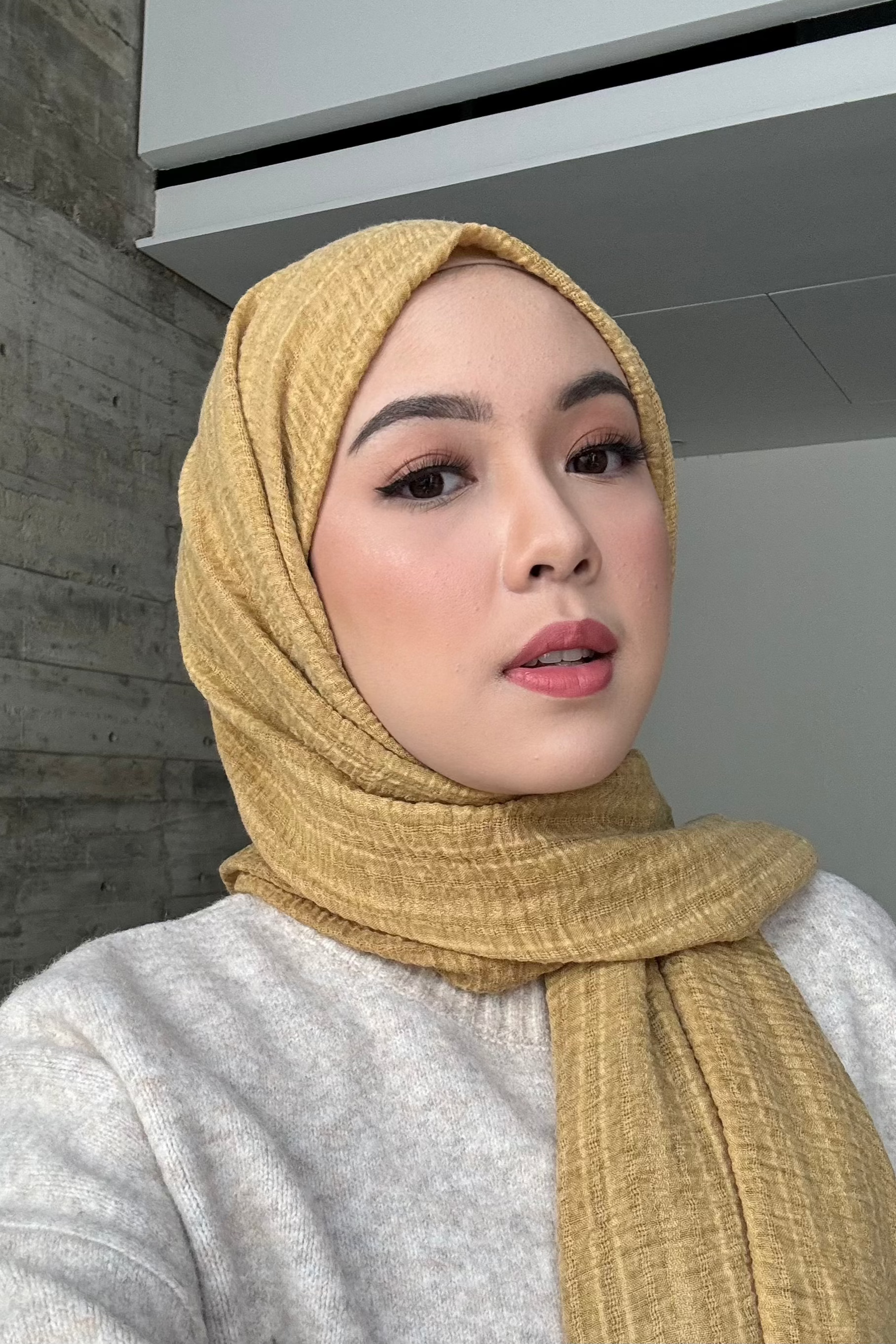 Levira Pashmina - Mustard - Hijab Pashmina Bahan Cotton Crinkle