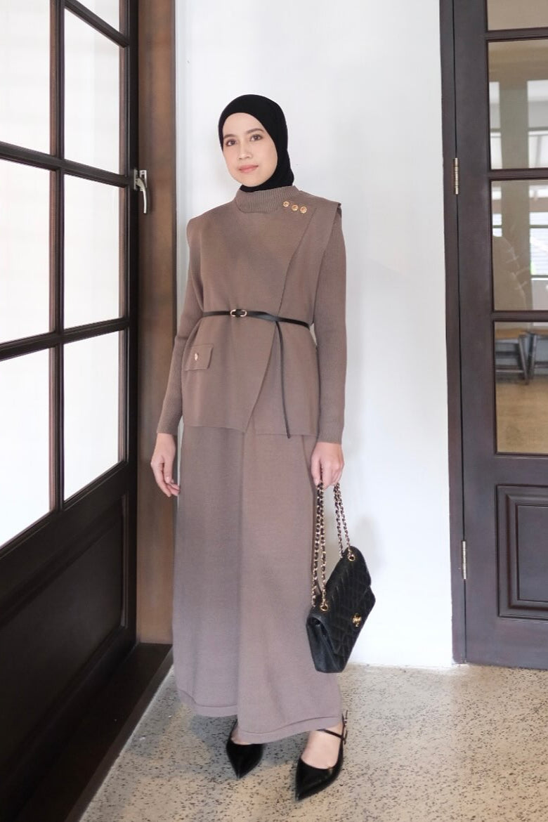 Jeana Set Vest - Set Vest Rajut Premium Wanita Setelan