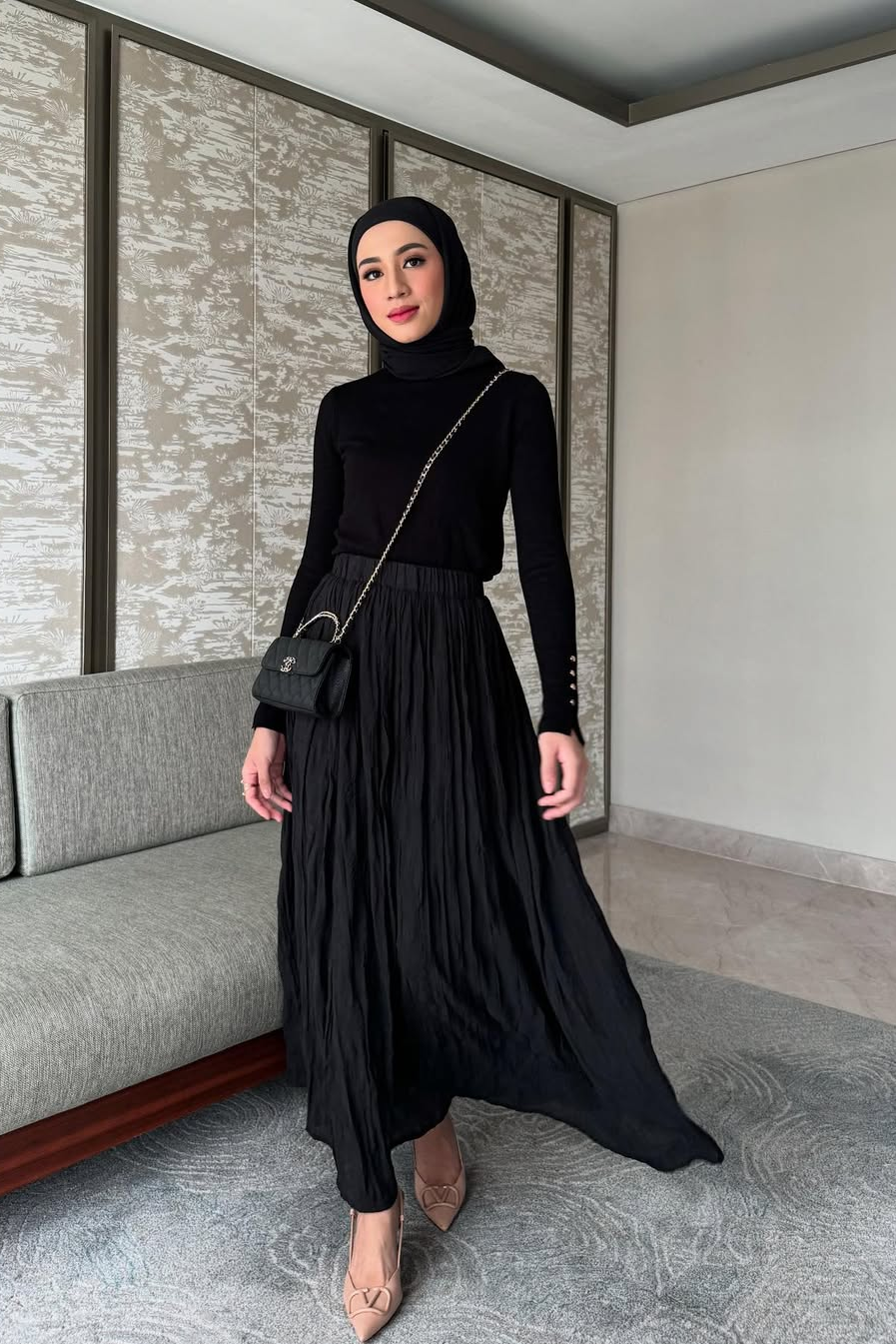 Noor Skirt - Rok Panjang Flowy Wanita Bahan Crepe Premium