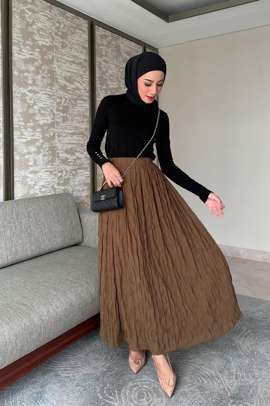 Noor Skirt - Rok Panjang Flowy Wanita Bahan Crepe Premium