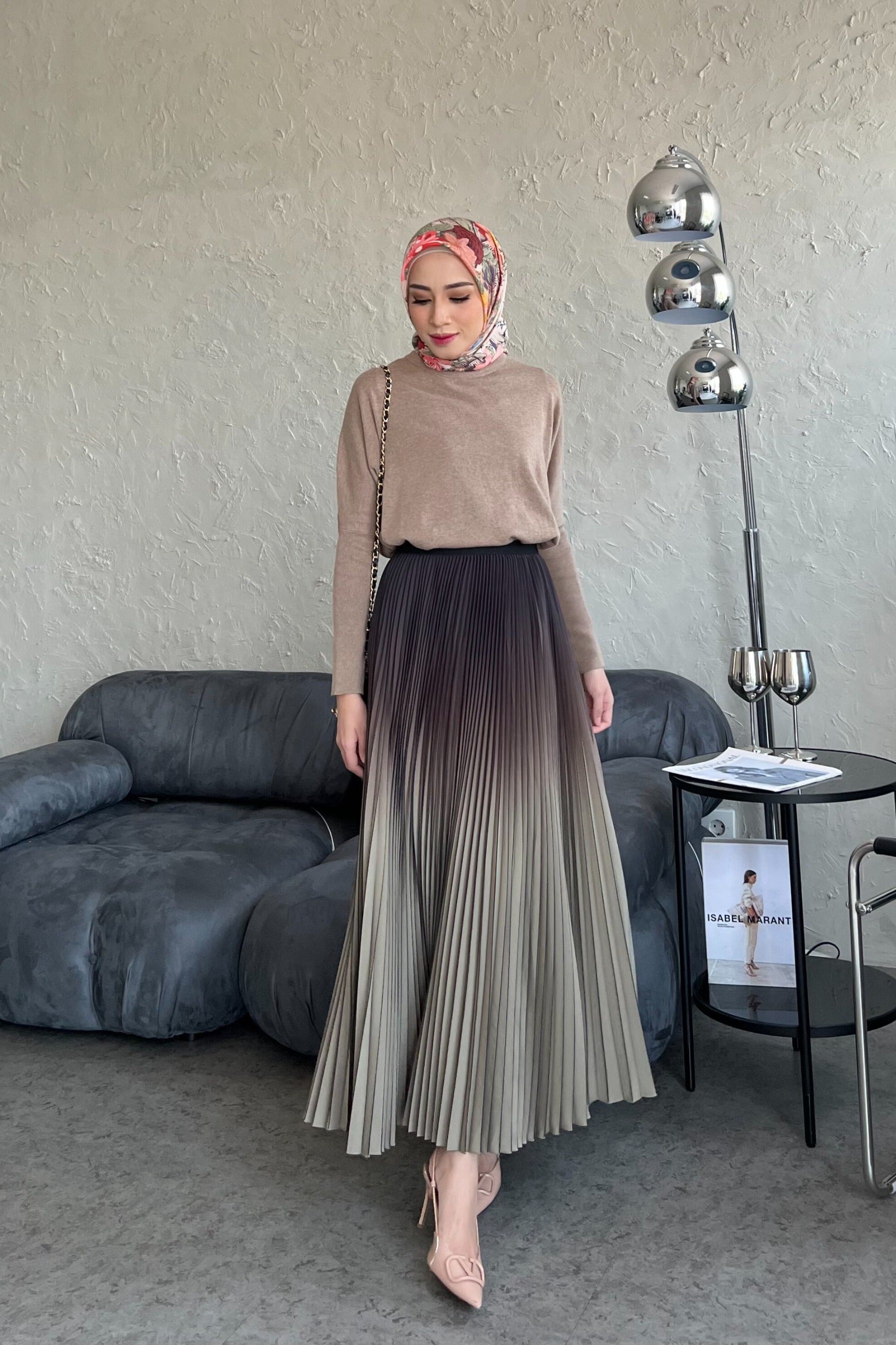 Atala Skirt - Rok Plisket Maxi Motif Gradasi