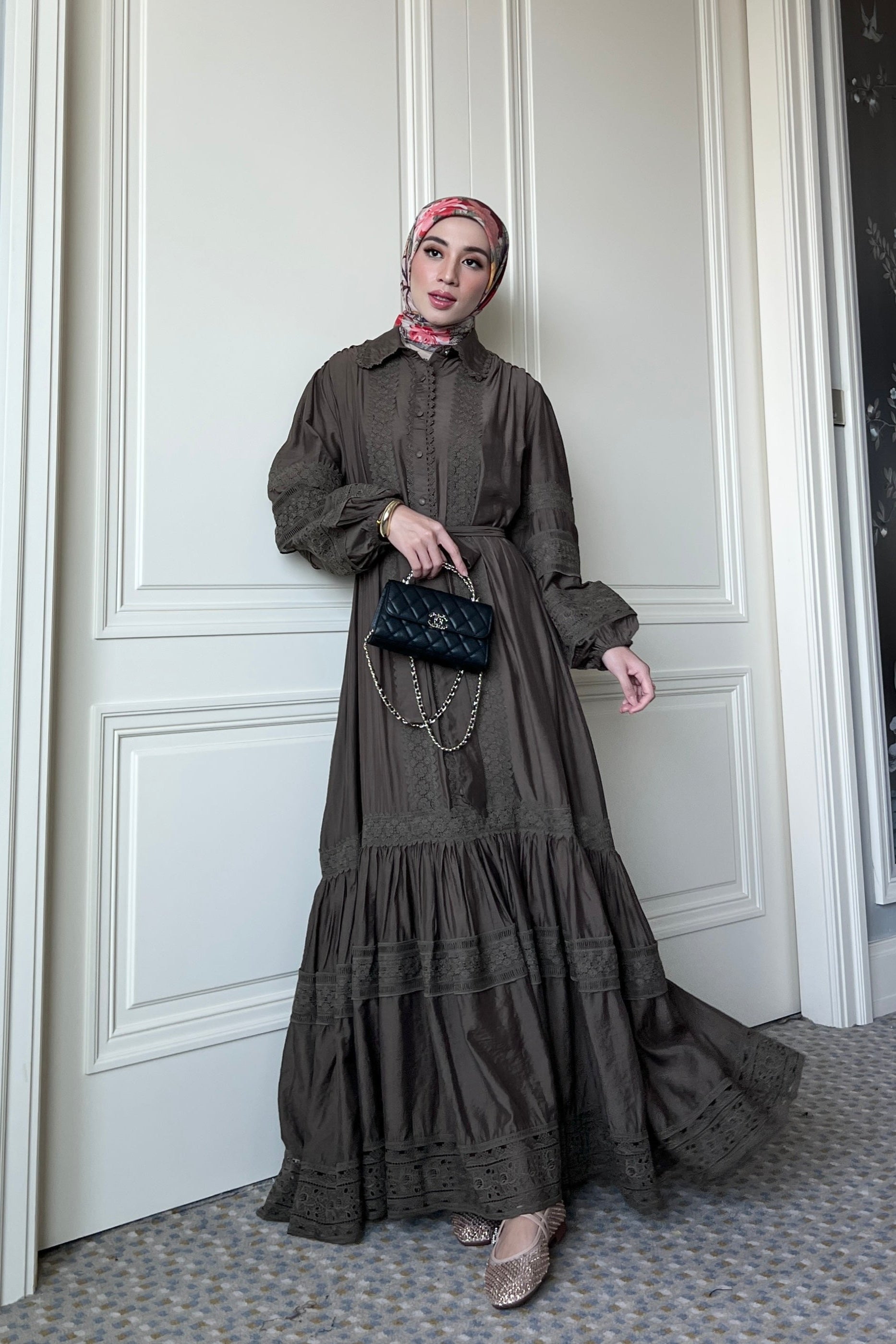 Calila Dress - Natural - Dress Wanita Detail Renda Memukau