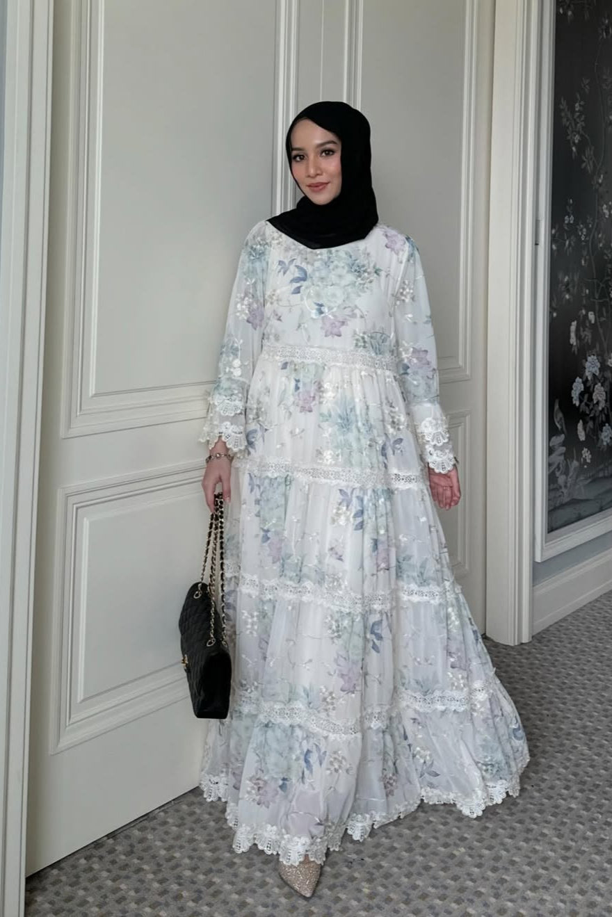Jangmi Dress - Dress Motif Bunga Bahan Ceruti full Furing