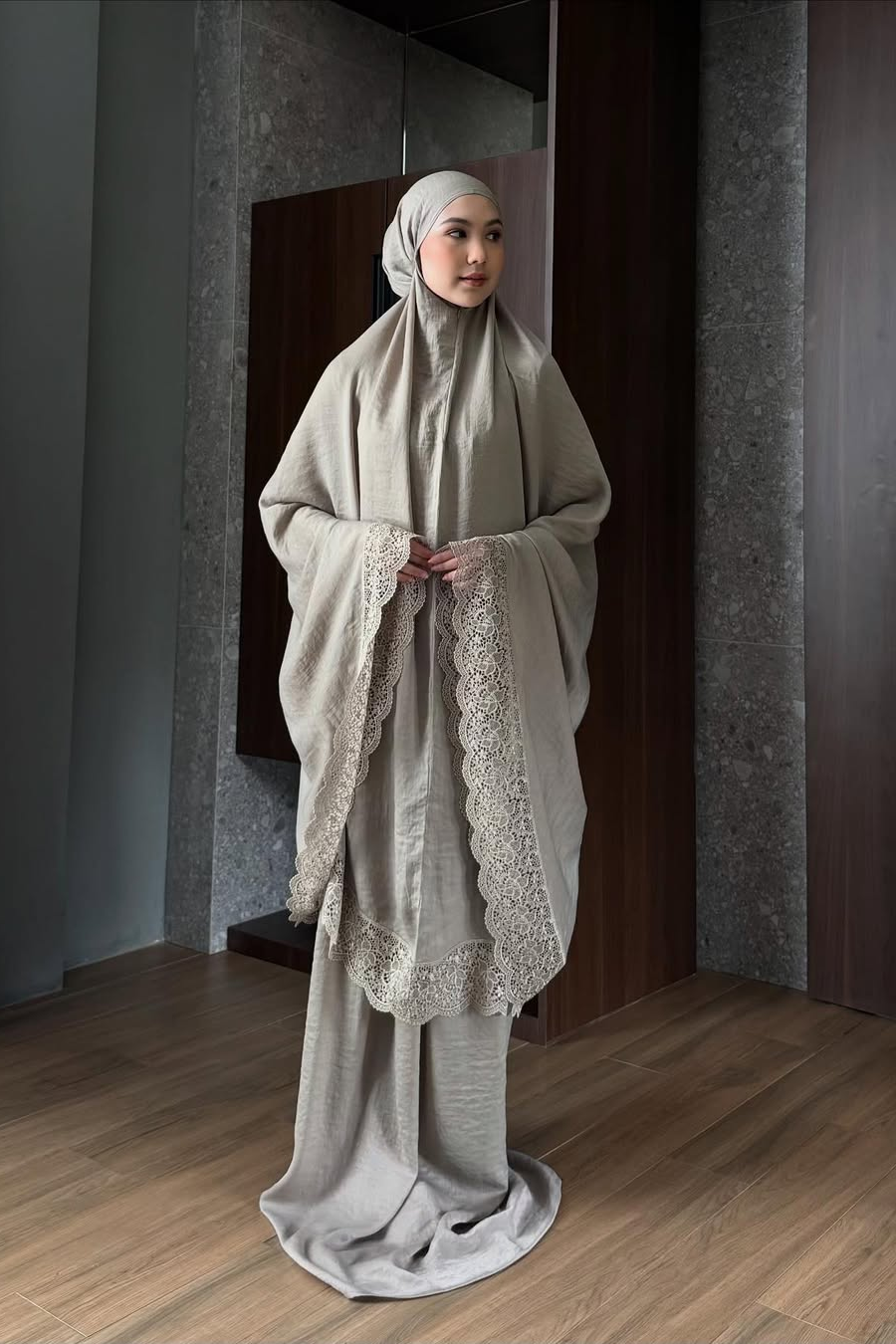 Qura Mukena - Mukena Wanita 2 in 1 Renda Cotton Bahan Santorini