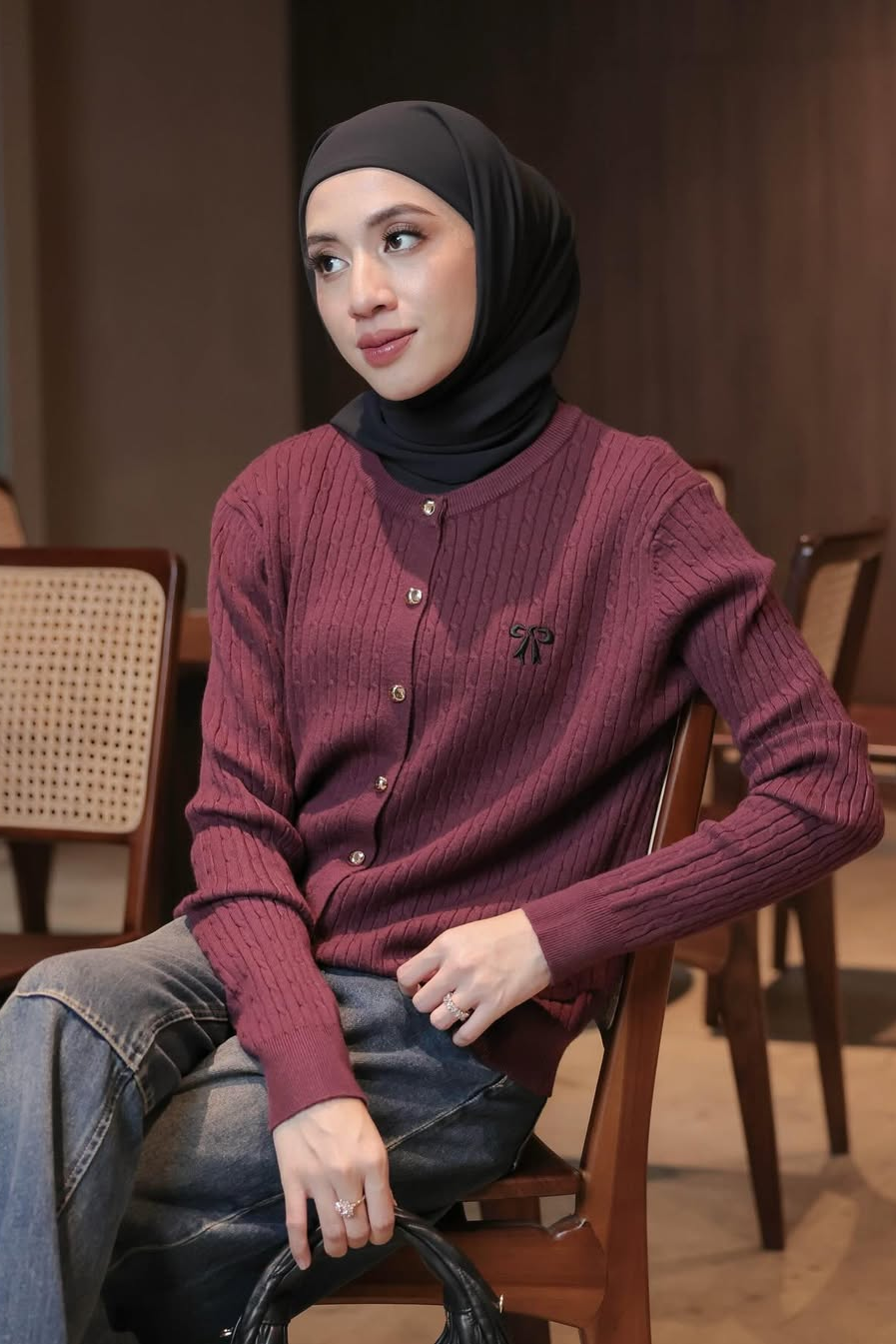 Ribbon Sweater - Sweater Wanita Aksen Pita