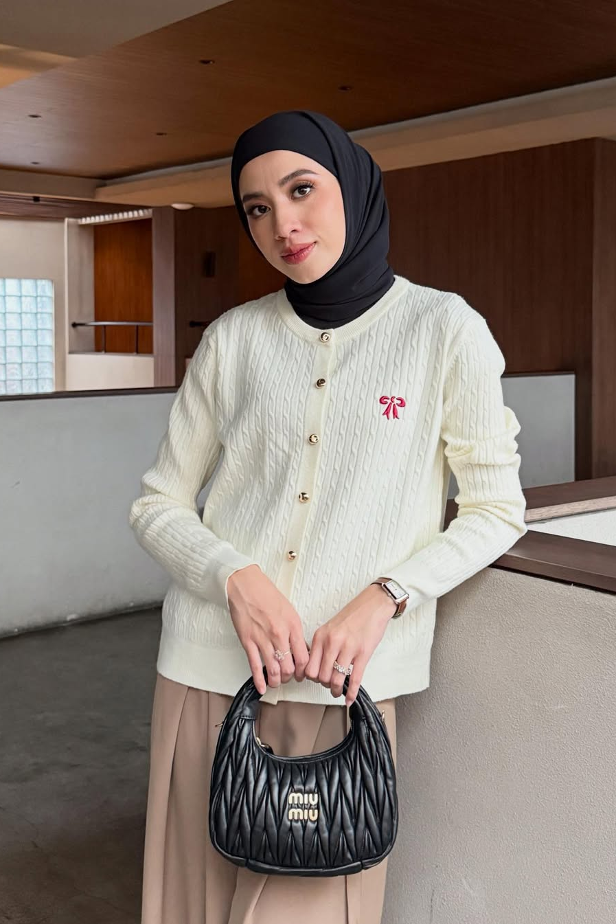 Ribbon Sweater - Sweater Wanita Aksen Pita
