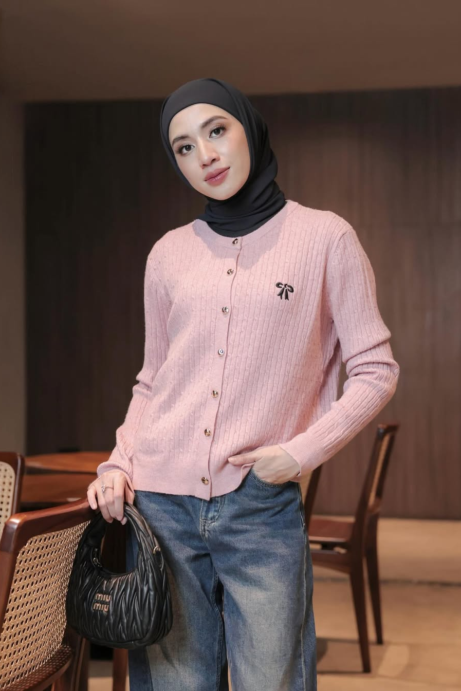 Ribbon Sweater - Sweater Wanita Aksen Pita