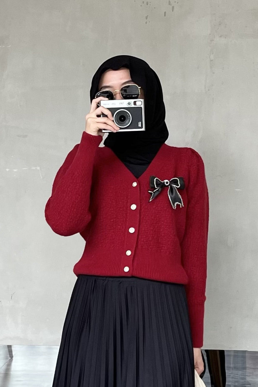 Lazo Cardy - Cardigan Wanita Bahan Knit Kancing Berpita