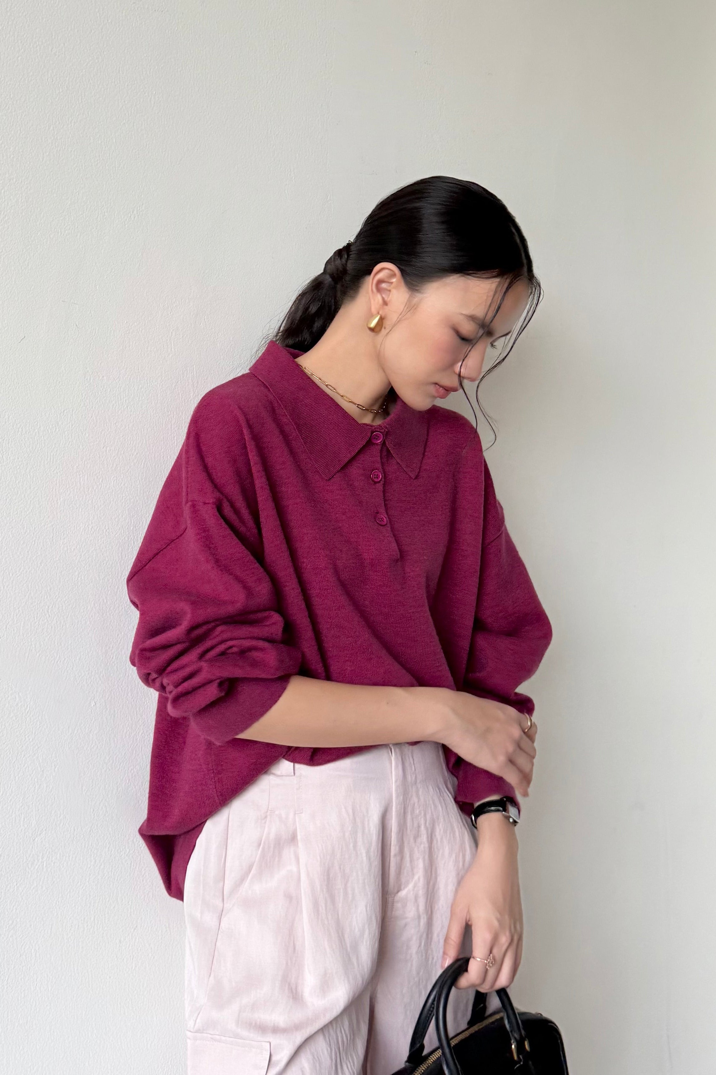 Polo Sweater - Sweater Wanita Bahan Wool Acrylic Premium