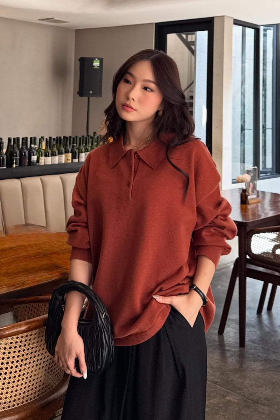 Polo Sweater - Sweater Wanita Bahan Wool Acrylic Premium