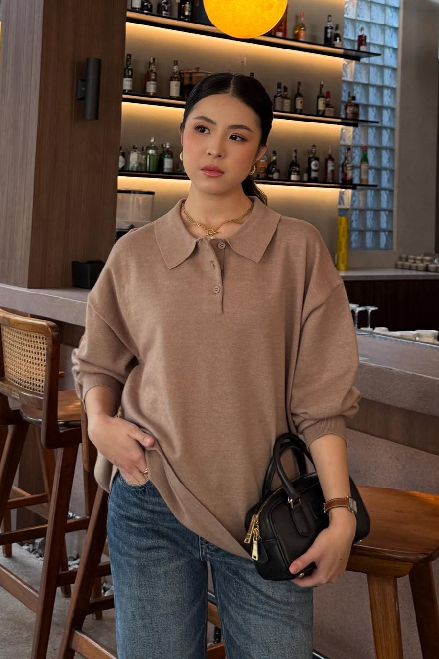 Polo Sweater - Sweater Wanita Bahan Wool Acrylic Premium