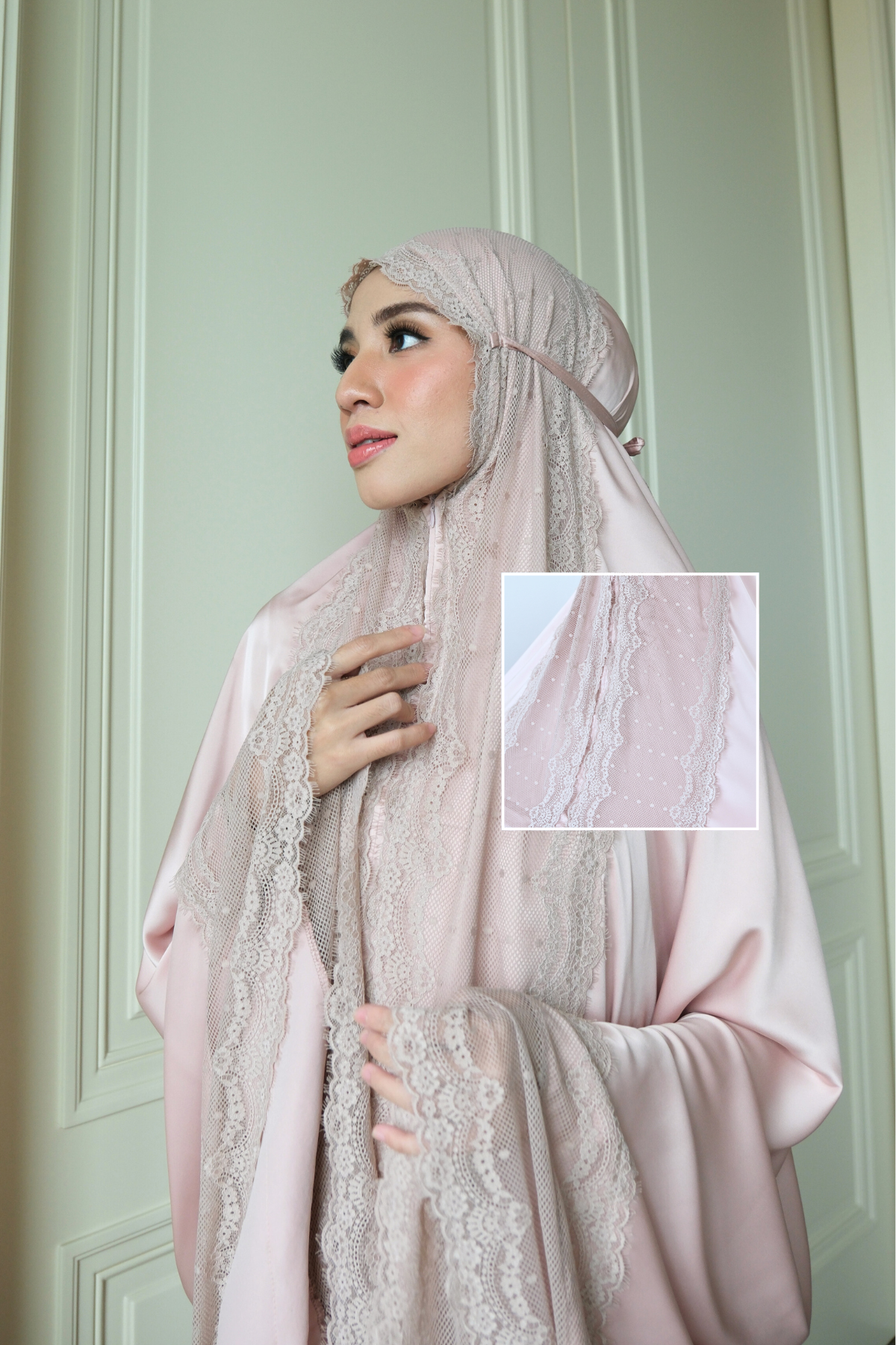 Zahra Mukena - Tea Rose - Mukena Renda Bahan Armany Silk