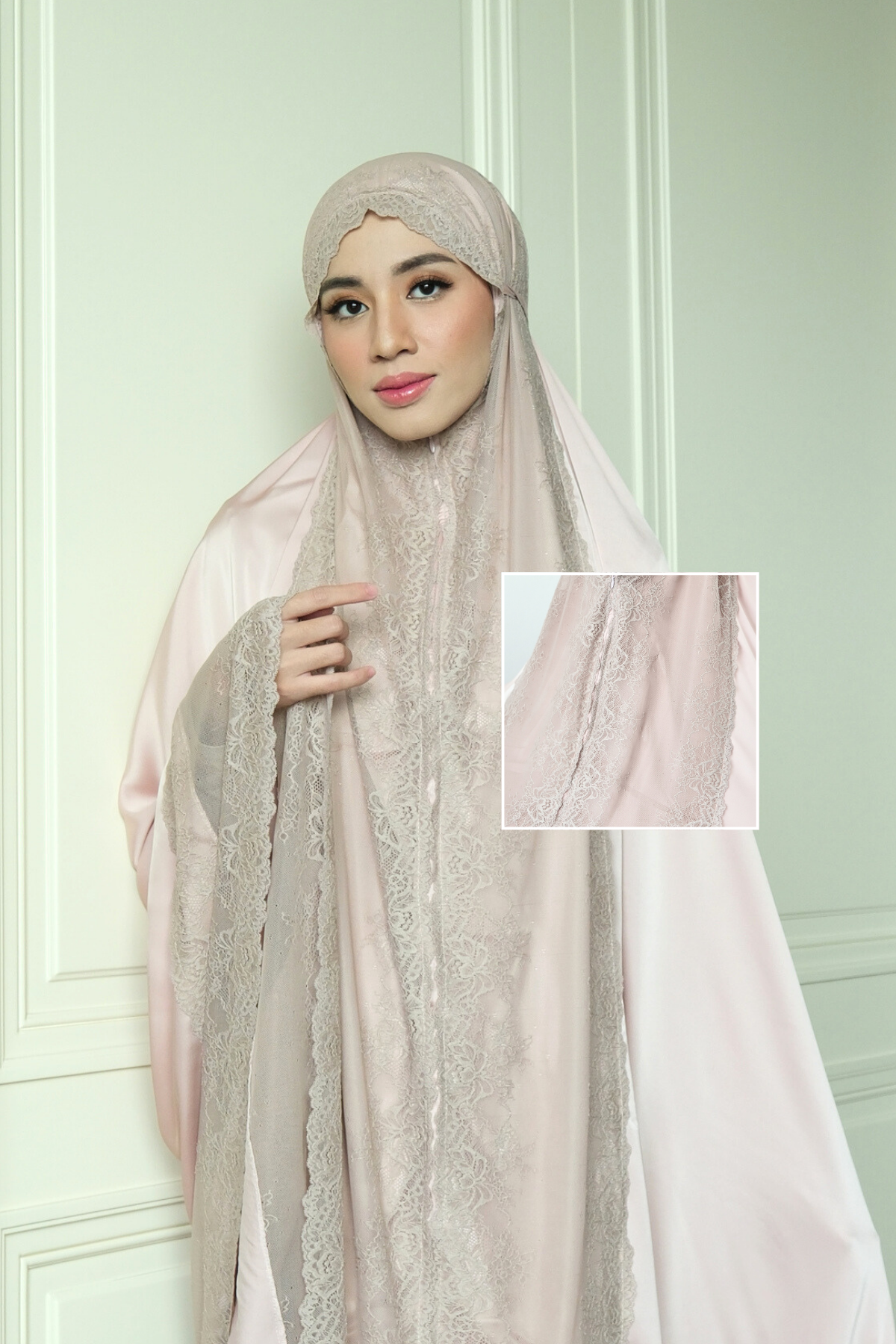 Zahra Mukena - Tea Rose - Mukena Renda Bahan Armany Silk