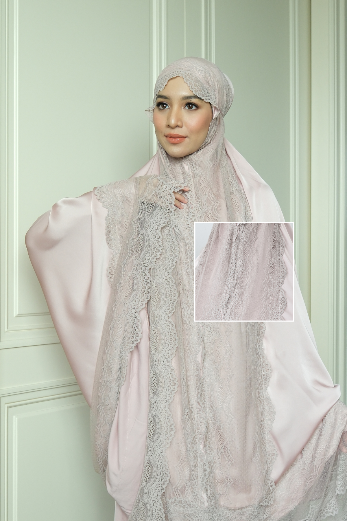 Zahra Mukena - Tea Rose - Mukena Renda Bahan Armany Silk