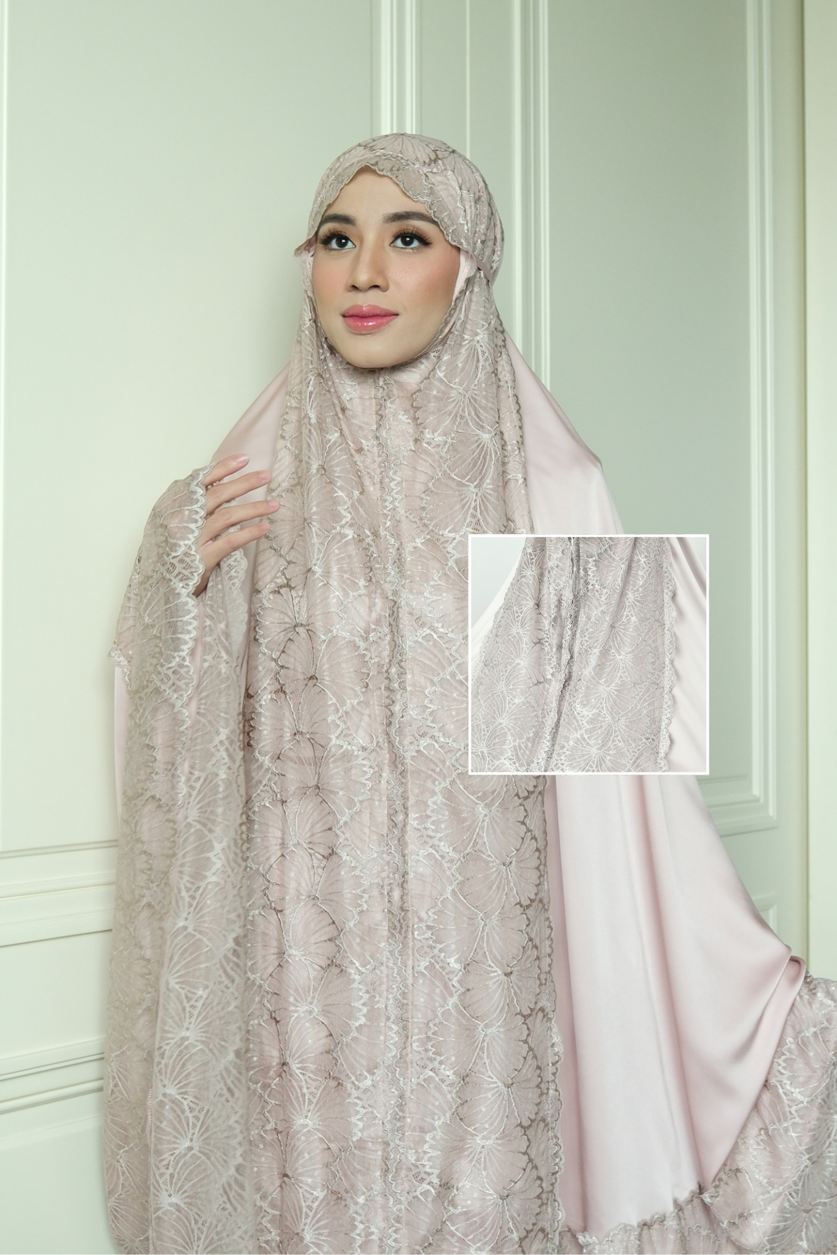 Zahra Mukena - Tea Rose - Mukena Renda Bahan Armany Silk