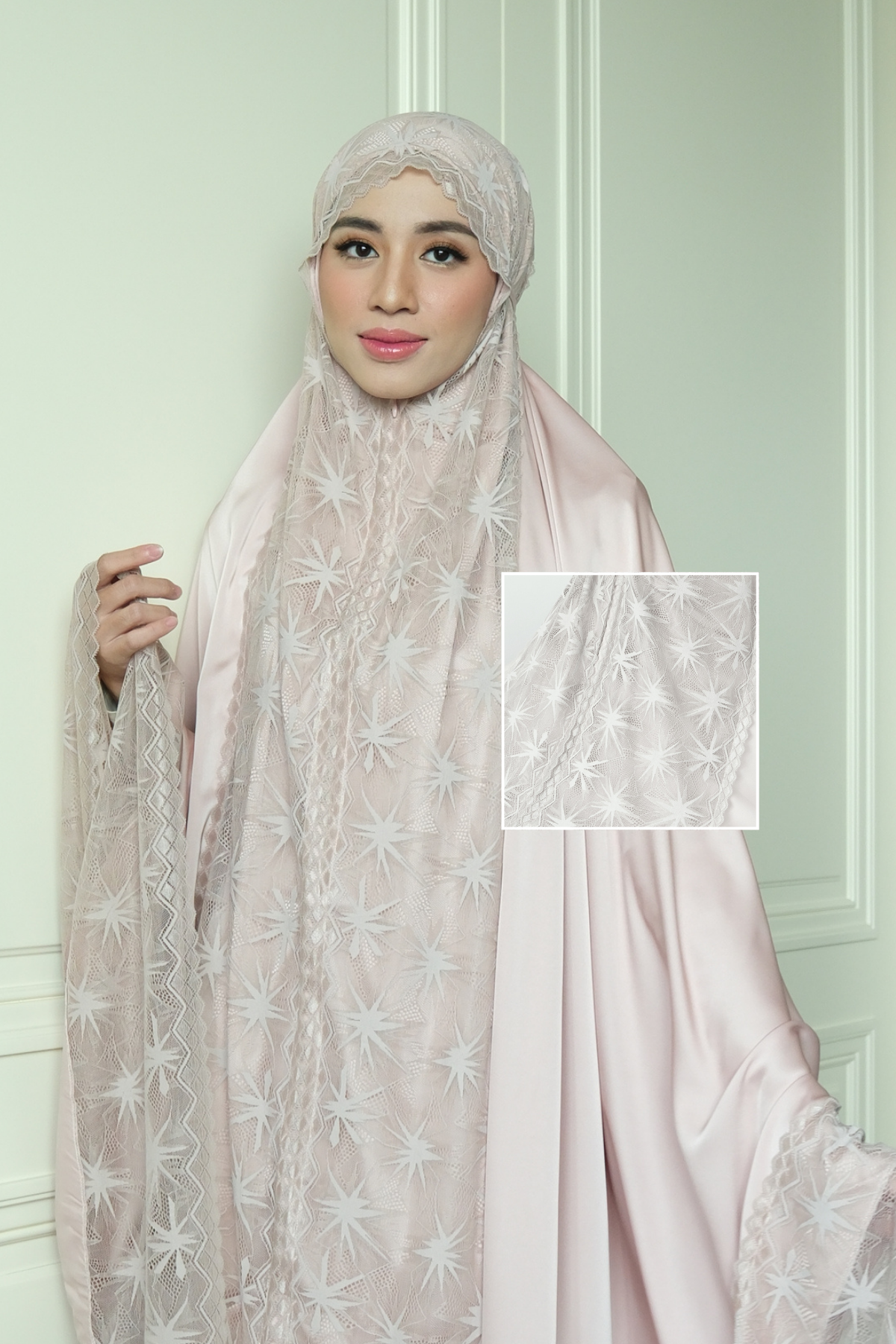 Zahra Mukena - Tea Rose - Mukena Renda Bahan Armany Silk