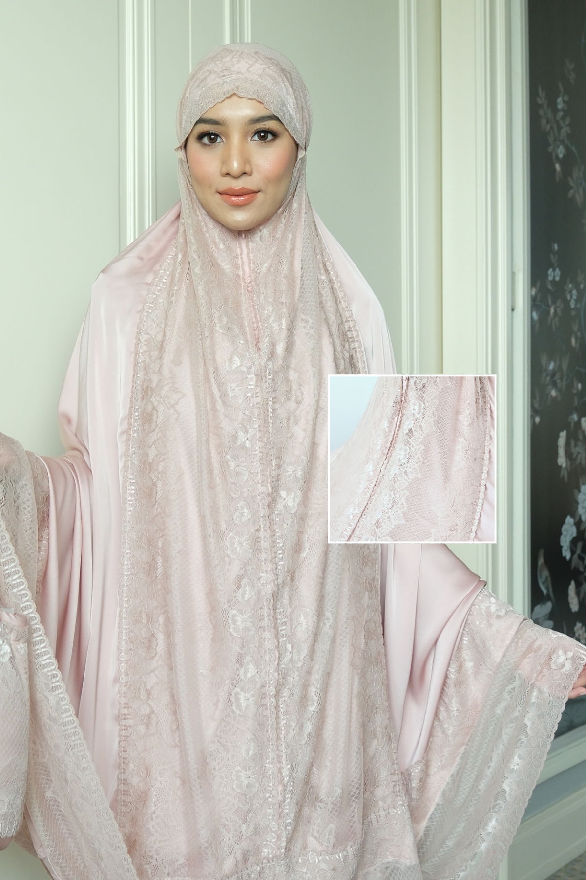 Zahra Mukena - Tea Rose - Mukena Renda Bahan Armany Silk