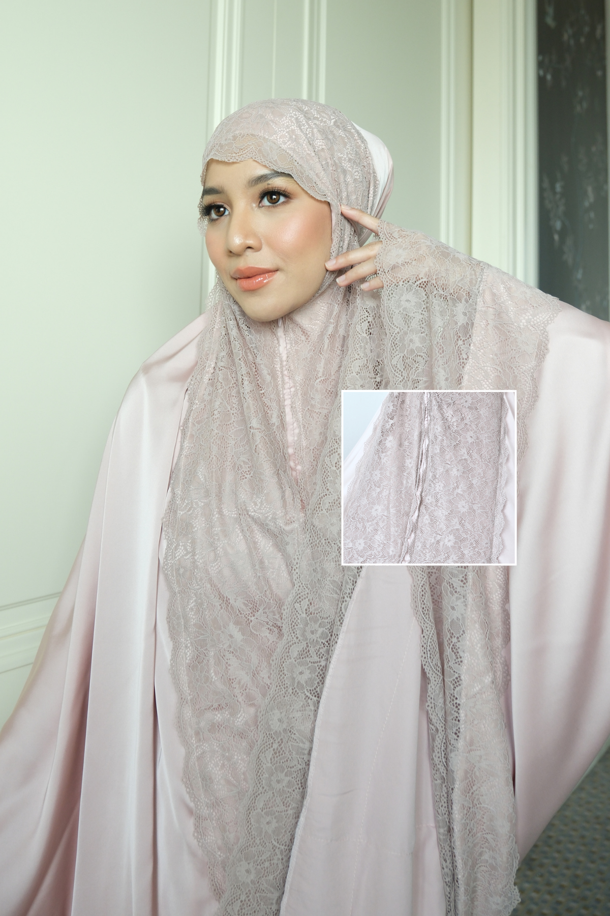 Zahra Mukena - Tea Rose - Mukena Renda Bahan Armany Silk