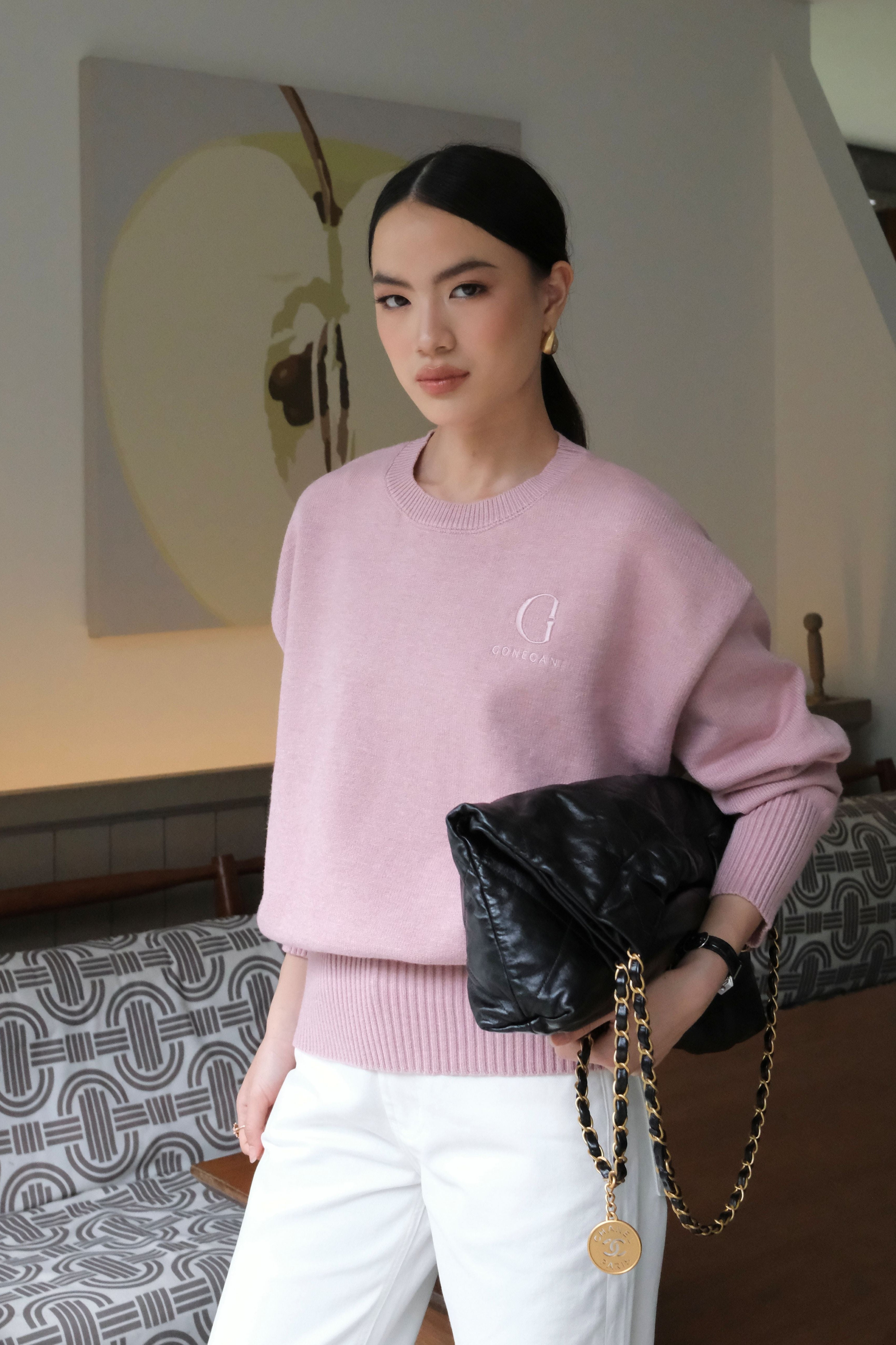 GG Essential Sweater - Sweater Rajut Polos Wanita Gaya Minimalis Kasual Premium