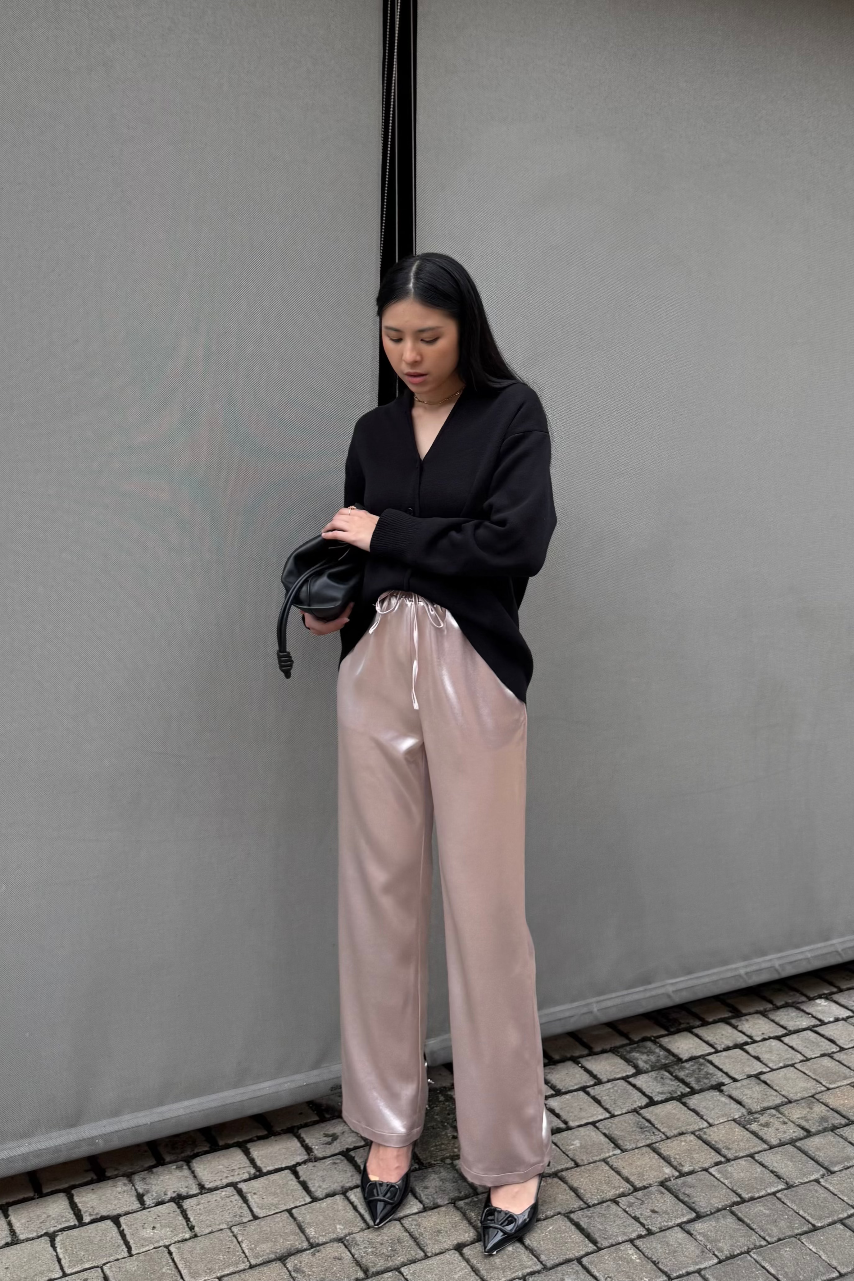 Straight Saten Pants - Tea Rose - Bawahan Wanita Bahan Saten Premium Import