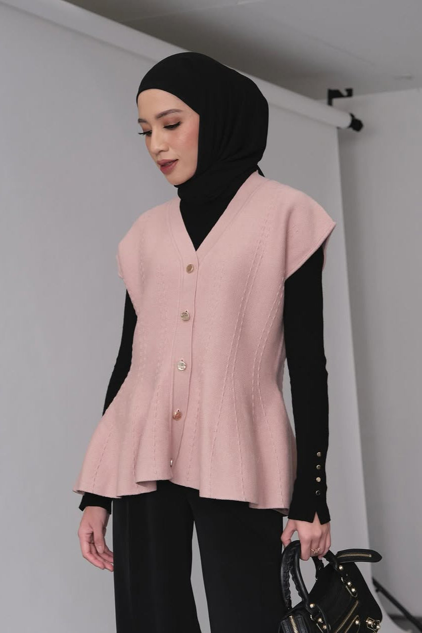 Cheer Vest - Tea Rose - Rompi Rajut Wanita Bahan Knit
