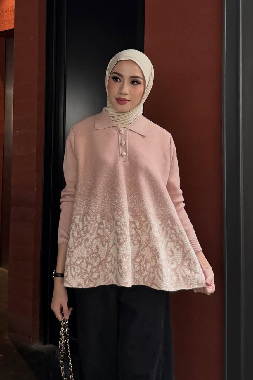 Lena Polo Crop Sweater Knit - Sweater Rajut Wanita Crop Premium Comfy