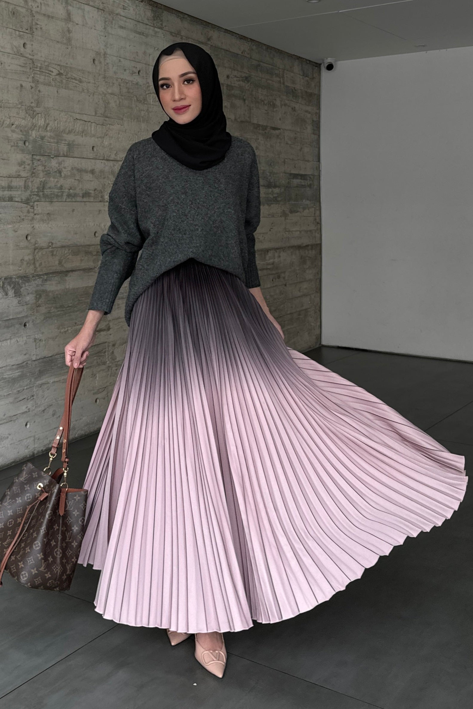 Atala Skirt - Rok Plisket Maxi Motif Gradasi