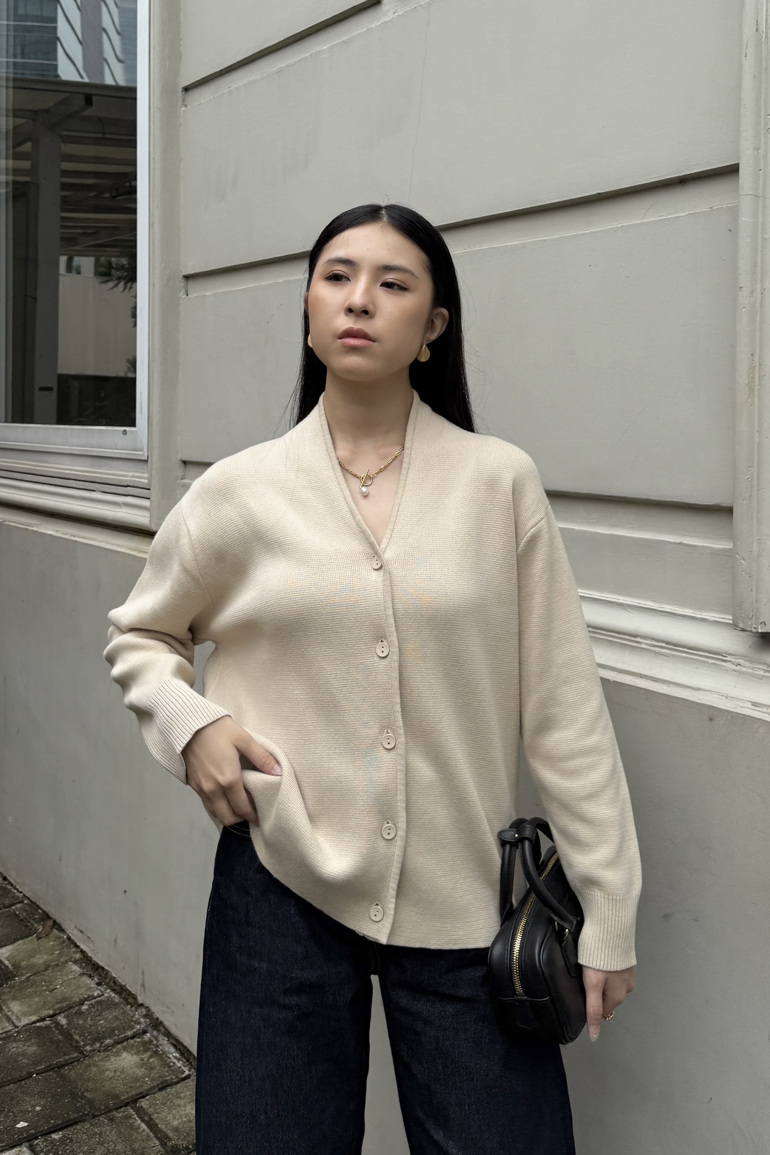 Gueny Cardy - Ivory - Cardigan Wanita Bahan Knit Premium
