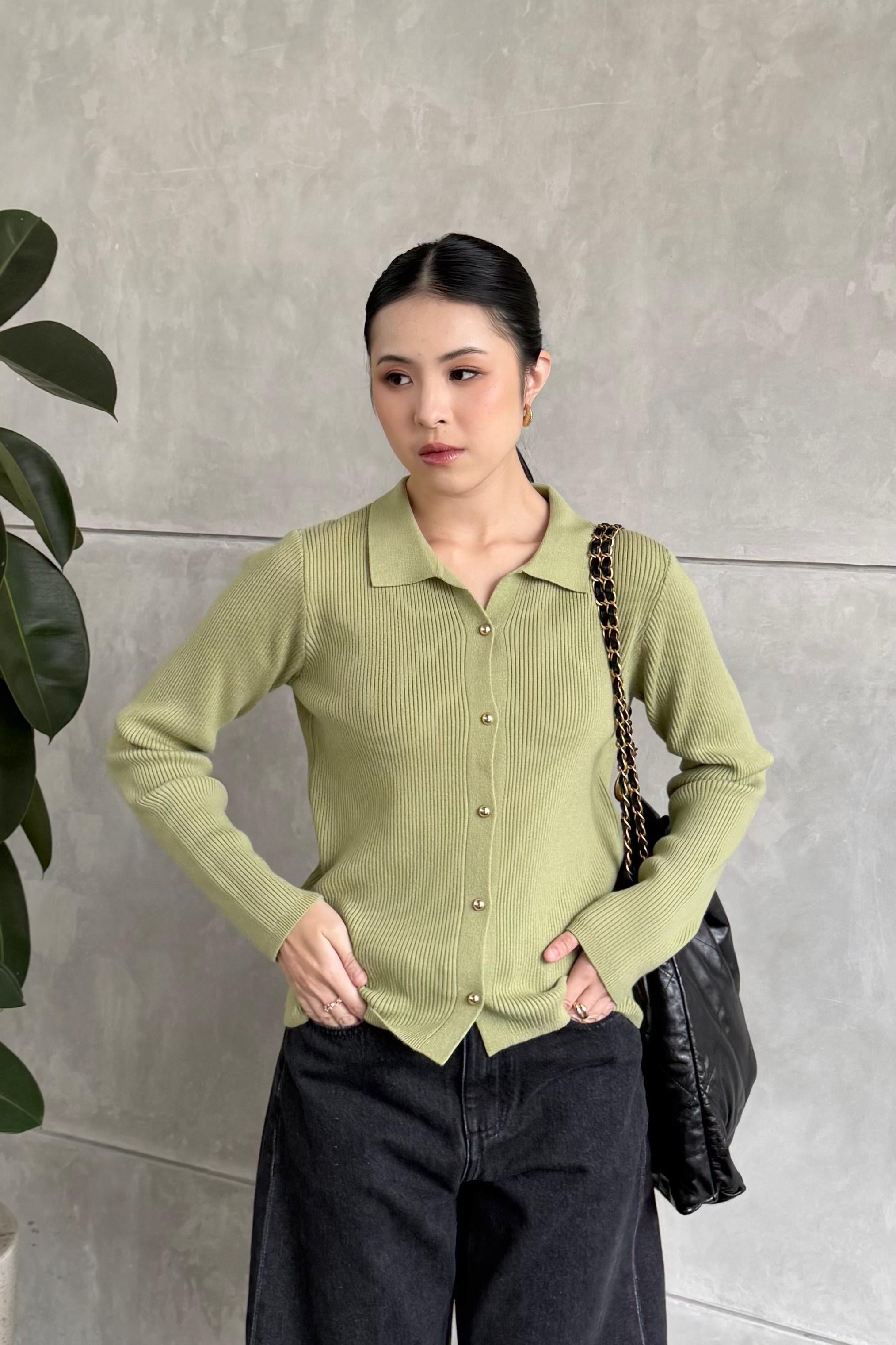 Yure Sweater - Avocado - Atasan Wanita Bahan Knit Premium