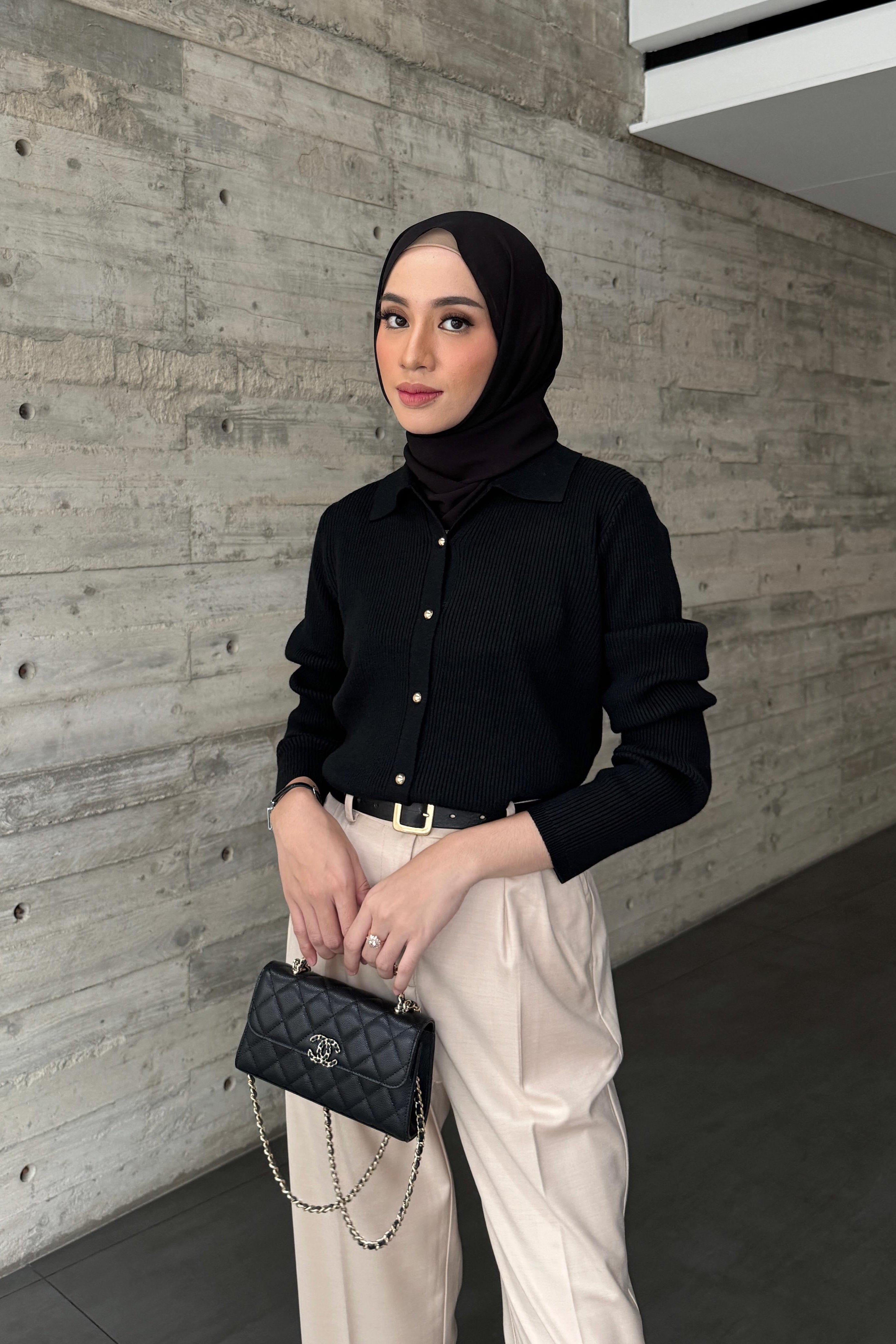Yure Sweater - Black - Atasan Wanita Bahan Knit Premium