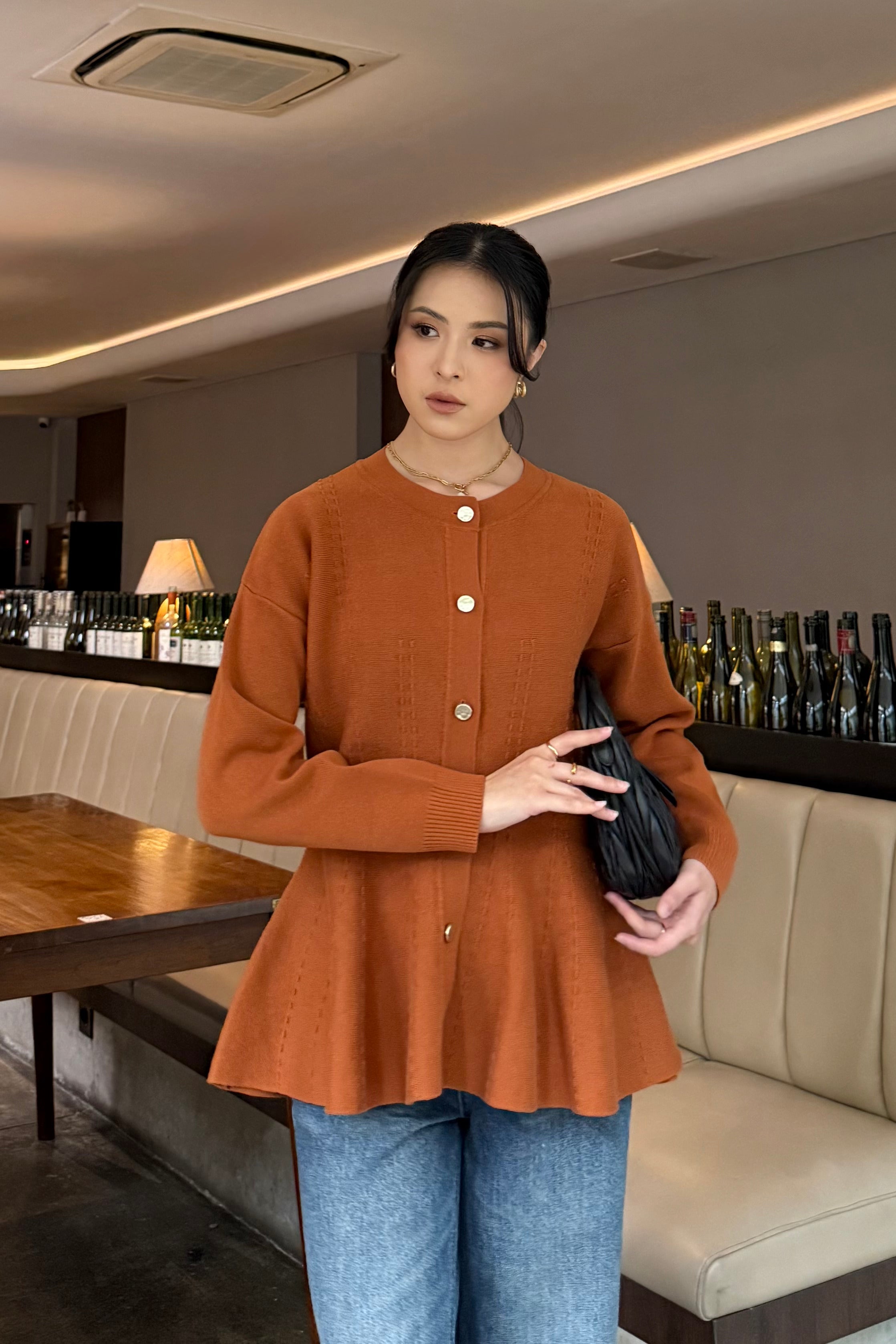 Cheer Cardy - Atasan Wanita Bahan Knit Full Kancing