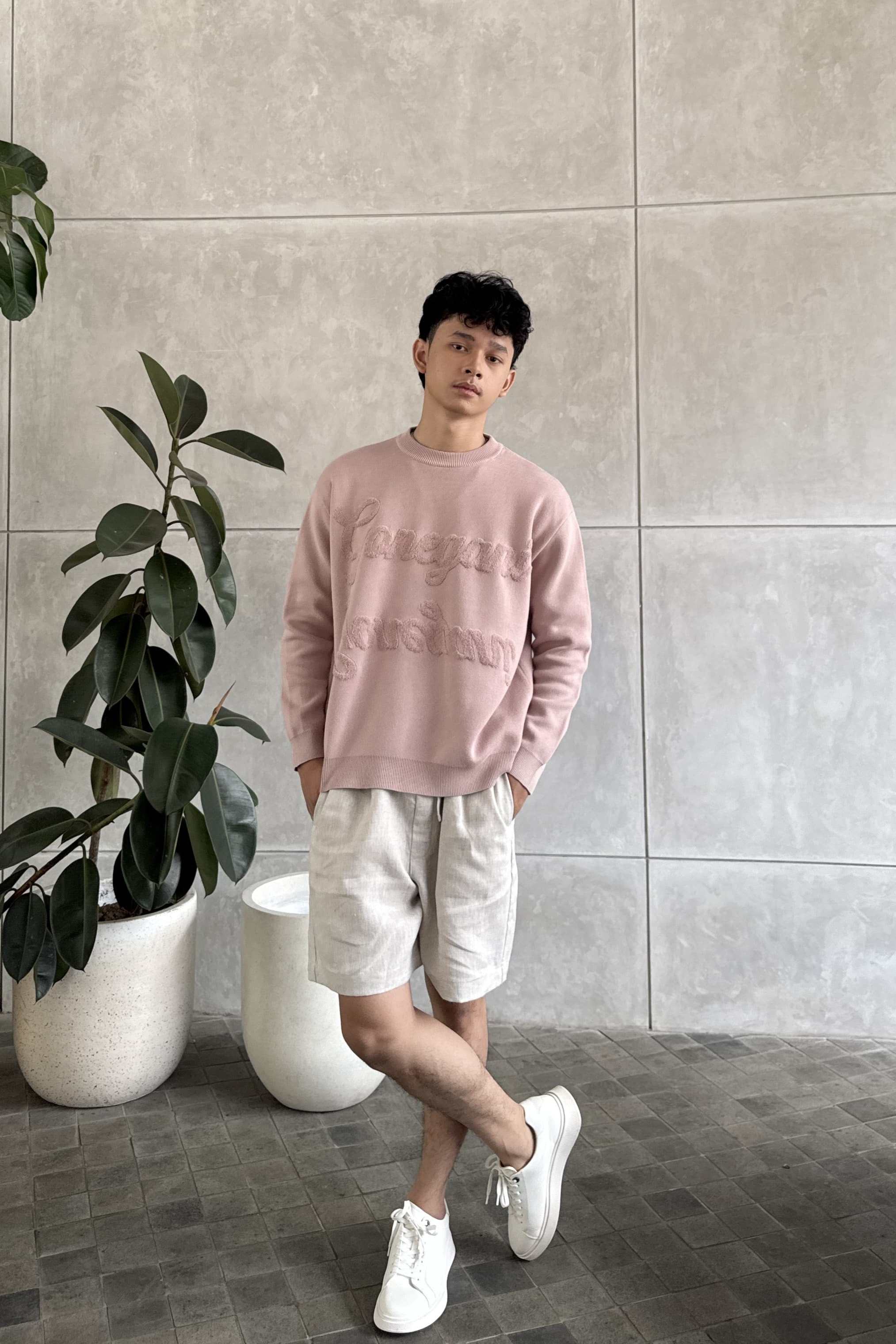 Boxy Sweater - Tea Rose - Sweater Unisex Bahan Cotton Knit Premium
