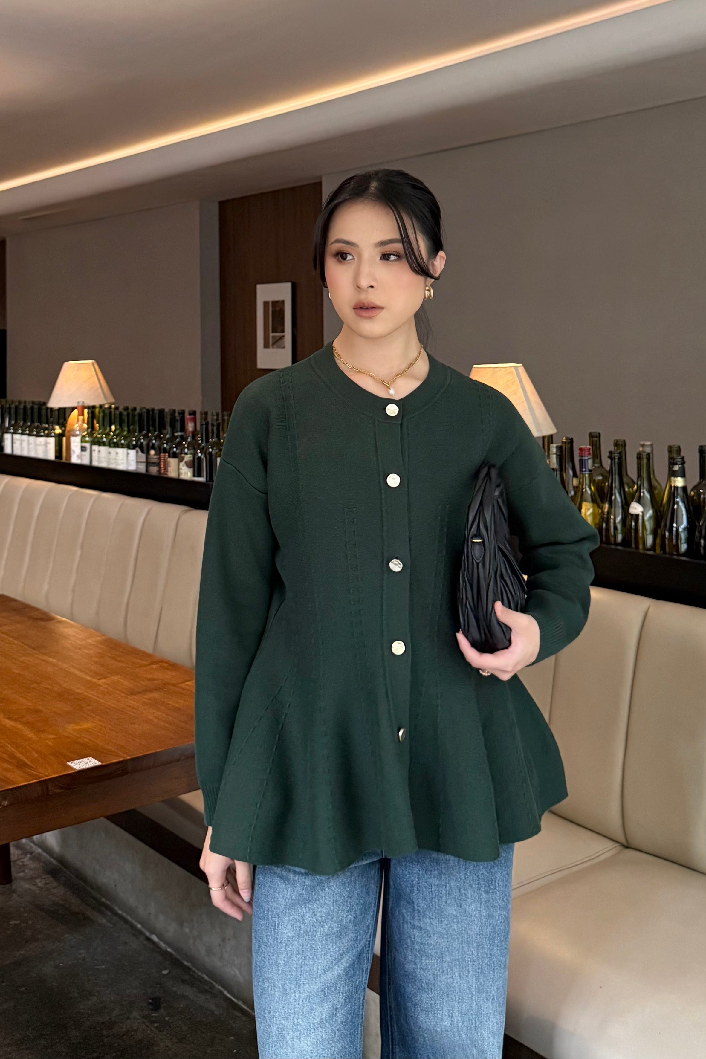 Cheer Cardy - Atasan Wanita Bahan Knit Full Kancing