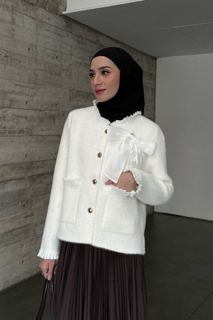 [DEFECT] - Love Cardy - Cardigan Knit Lembut Berkancing Wanita dengan Pita