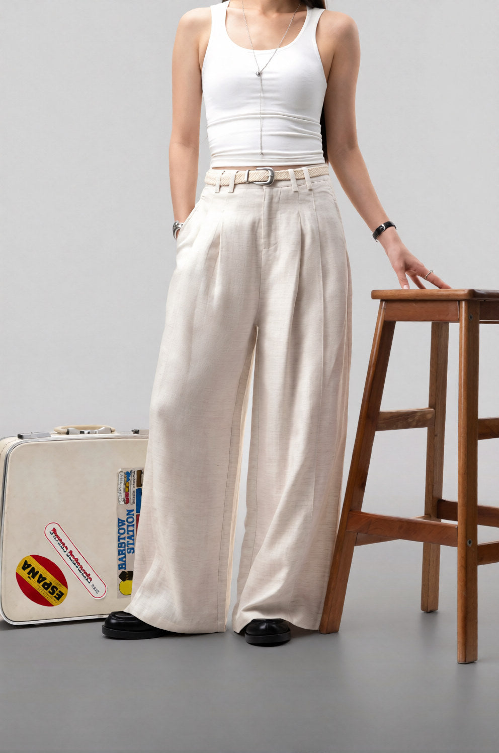 Ramia Pants - Premium High Waist Wide Leg Linen Pants