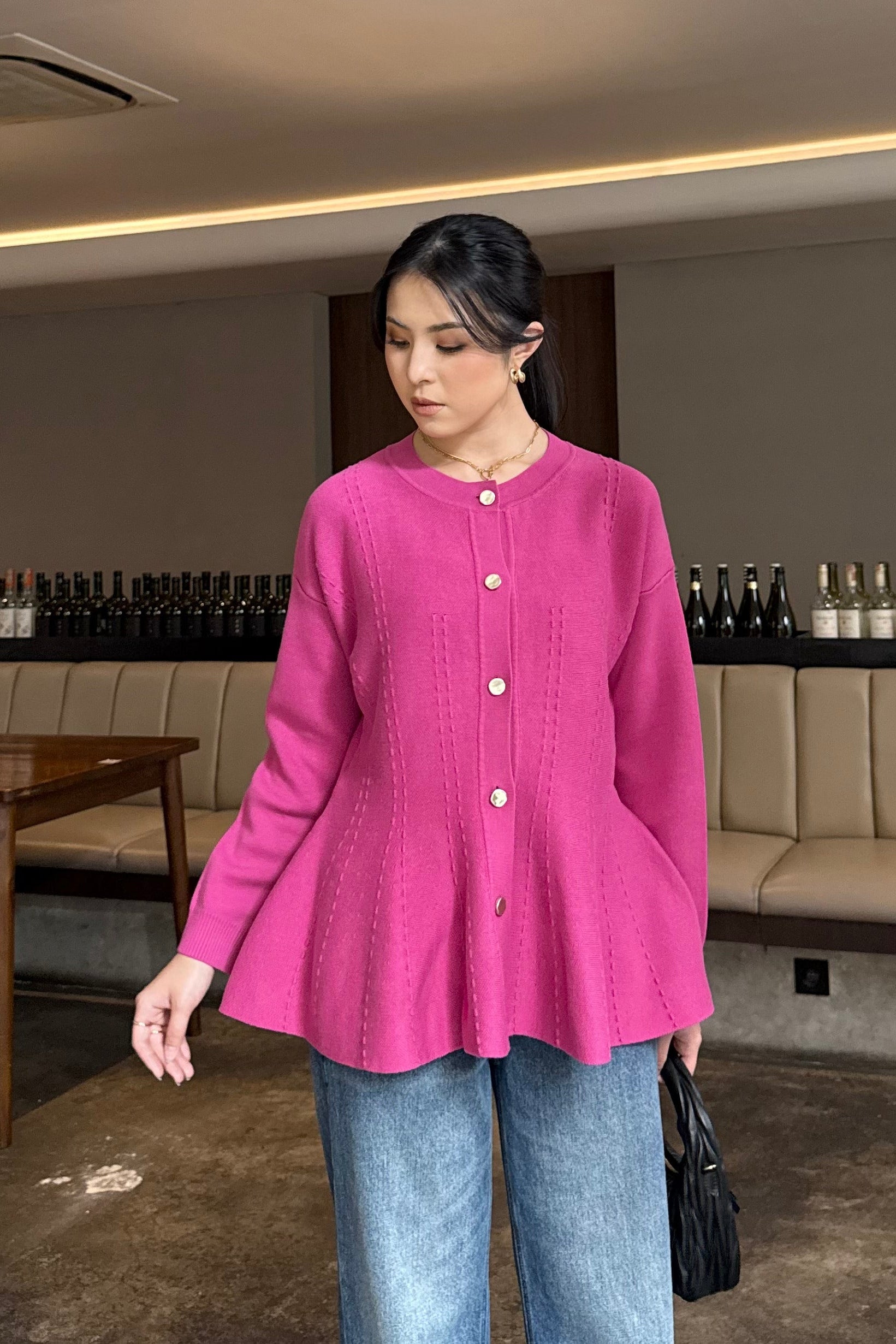 Cheer Cardy - Atasan Wanita Bahan Knit Full Kancing