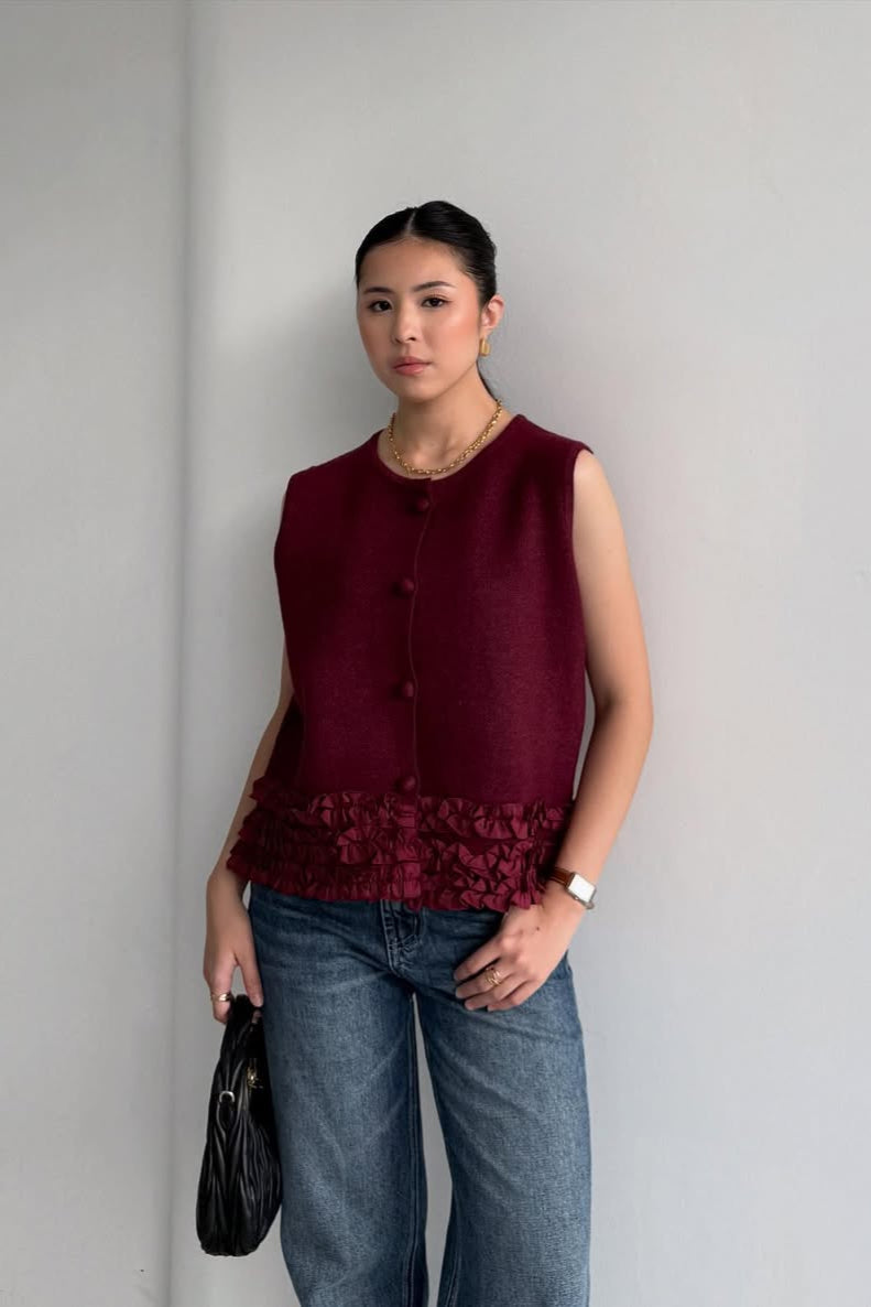 Megan Vest - Rompi Rajut Wanita Bahan Knit Premium