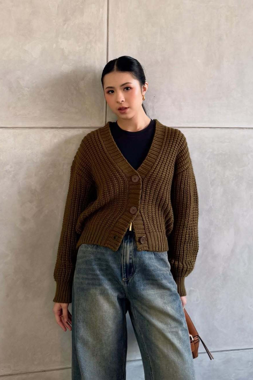Aera Cardy - Brownzen - Cardigan Rajut Wanita Polos Simple Modest