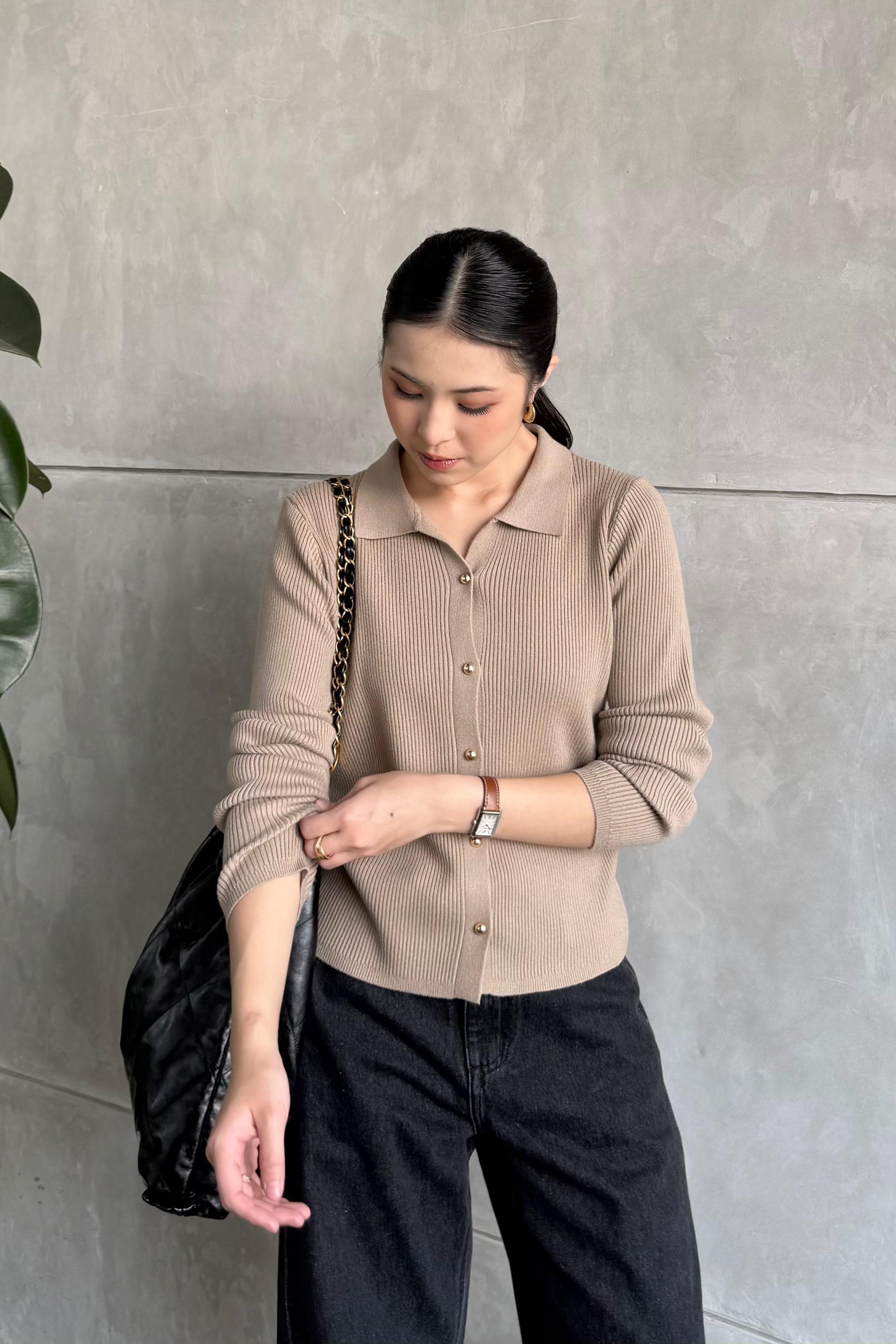 Yure Sweater - Mocca - Atasan Wanita Bahan Knit Premium