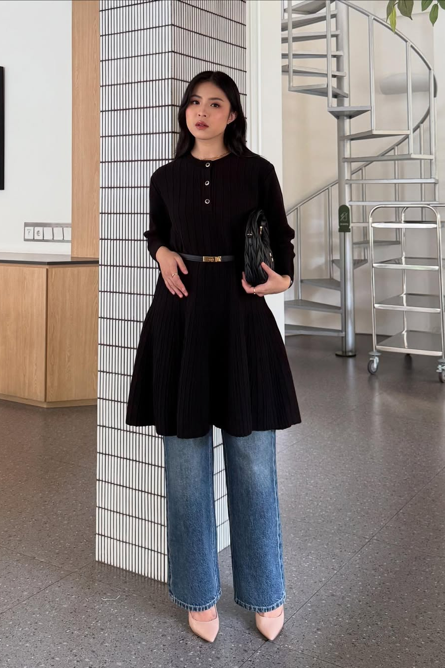 Porse Long Blouse - Blouse Lengan Panjang Wanita Bahan Cotton Knit